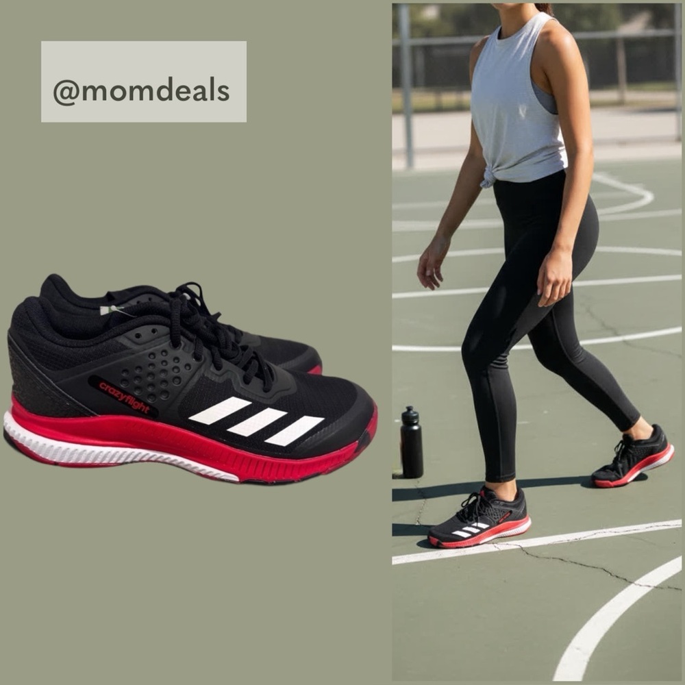 NWT Adidas Crazyflight Bounce Volleyball Sneaker Shoes Black Red White US 8